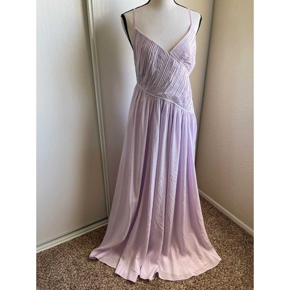 Trina Turk Cherry Grove Maxi Dress S Lilac Purple Ruched V Neck NWT $488